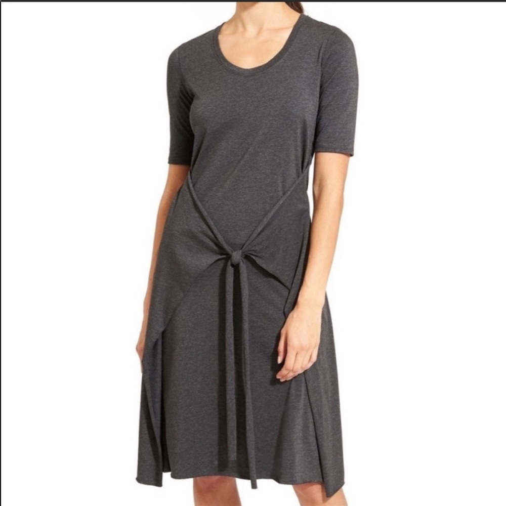 Athleta blue in a twist tie knot midi dress
